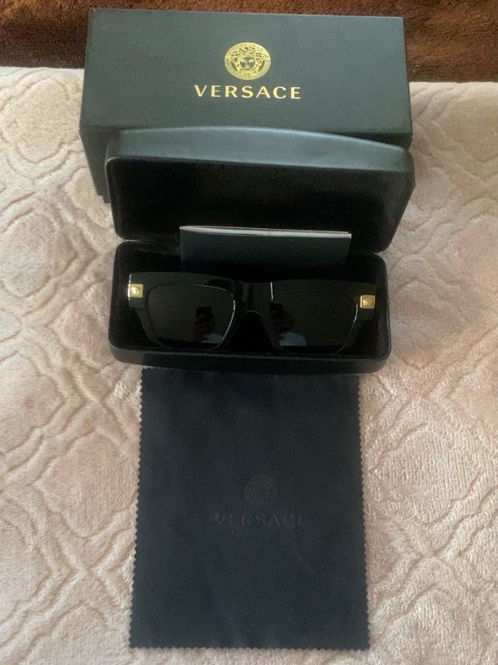 Versace Black Sunglasses with Gold Details